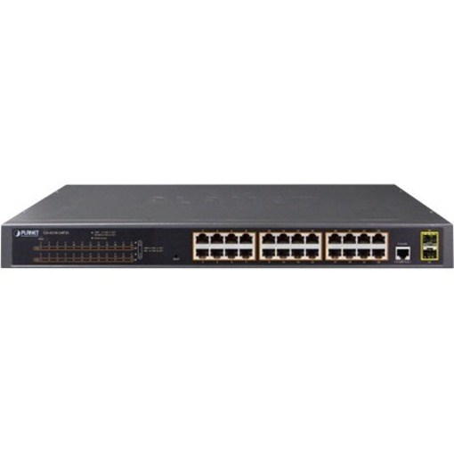 Planet 24-Port 10/100/1000T 802.3at PoE + 2-Port 100/1000X SFP Managed Switch