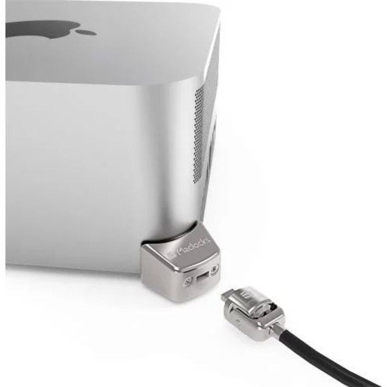 Compulocks Mac Studio Ledge Lock Adapter with Keyed Cable Lock Silver