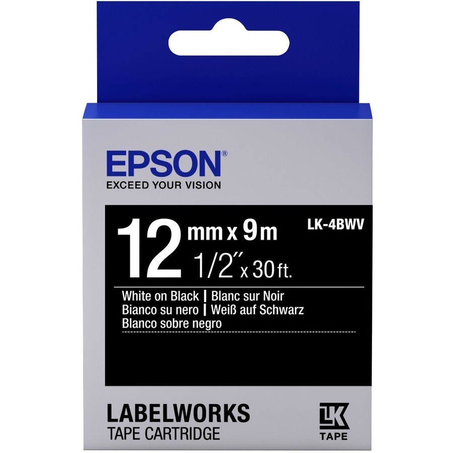 Epson LabelWorks Standard LK Tape Cartridge ~1/2" White on Black