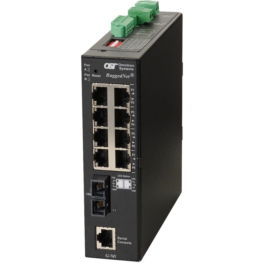 Omnitron Systems RuggedNet Managed Ruggedized Industrial Gigabit, MM SC, RJ-45, Ethernet Fiber Switch