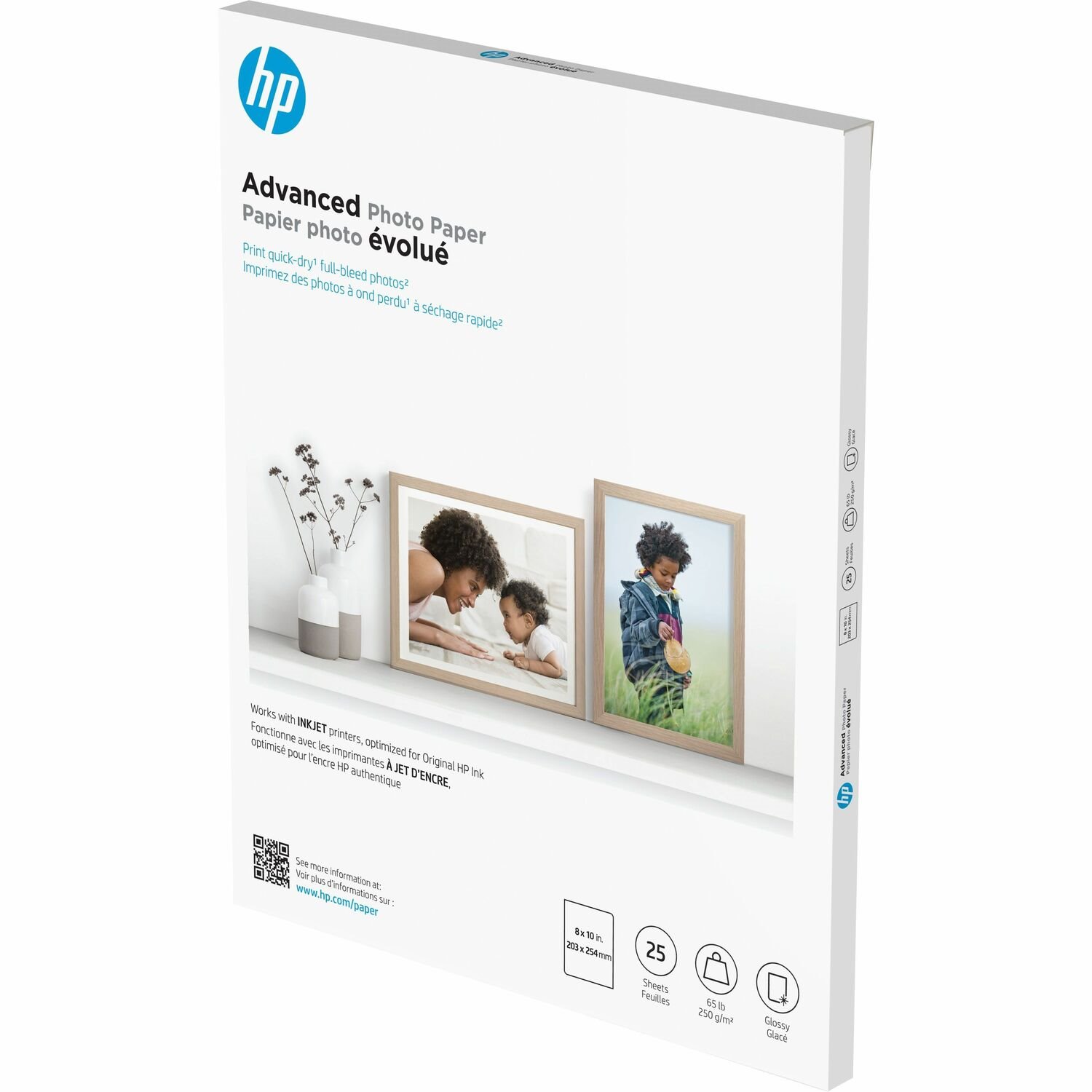 HP Advanced Photo Paper Glossy 65 lb 8 x 10 in. 203 x 254 mm 25 Sheets