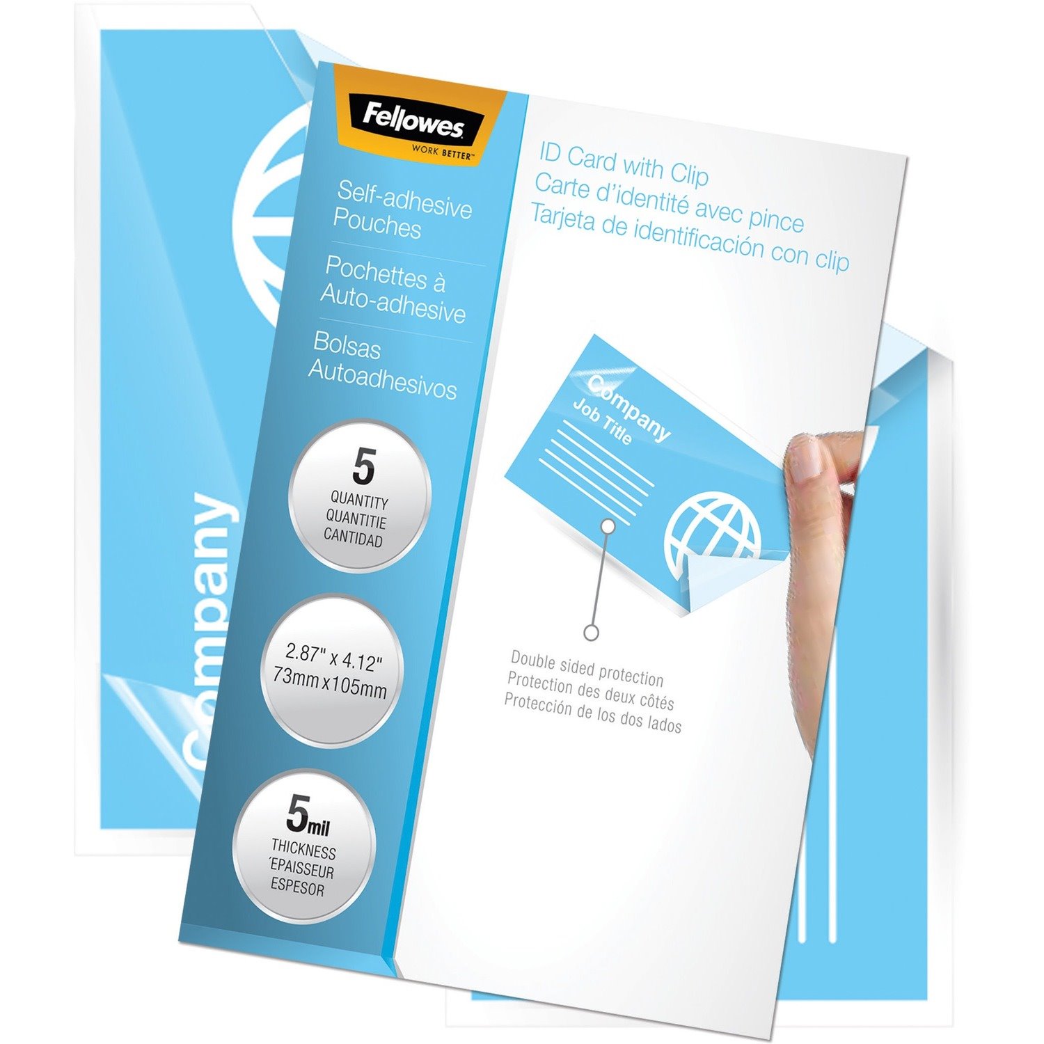 Fellowes Self-Adhesive Pouches - Business Card, 5mil, 5 pack