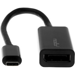 Rocstor Premium USB-C to DisplayPort Adapter M/F - USB Type-C to DP Converter Adapter for Computers, Macbook, Macbook Pro, Chromebook or devices with USB C - 6" - USB Type C - For connections via USB-C to DisplayPort for Monitors, Projector, HDTV, and Audio/Video Device- 1 Pack - 1 x USB Type C Male - 1 x DisplayPort Female Digital Audio/Video ADAPTER - Black