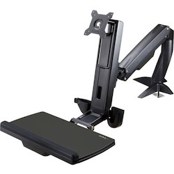 StarTech.com Sit Stand Monitor Arm - Desk Mount Sit-Stand Workstation up to 34 inch VESA Display - Standing Desk Converter - Keyboard Tray