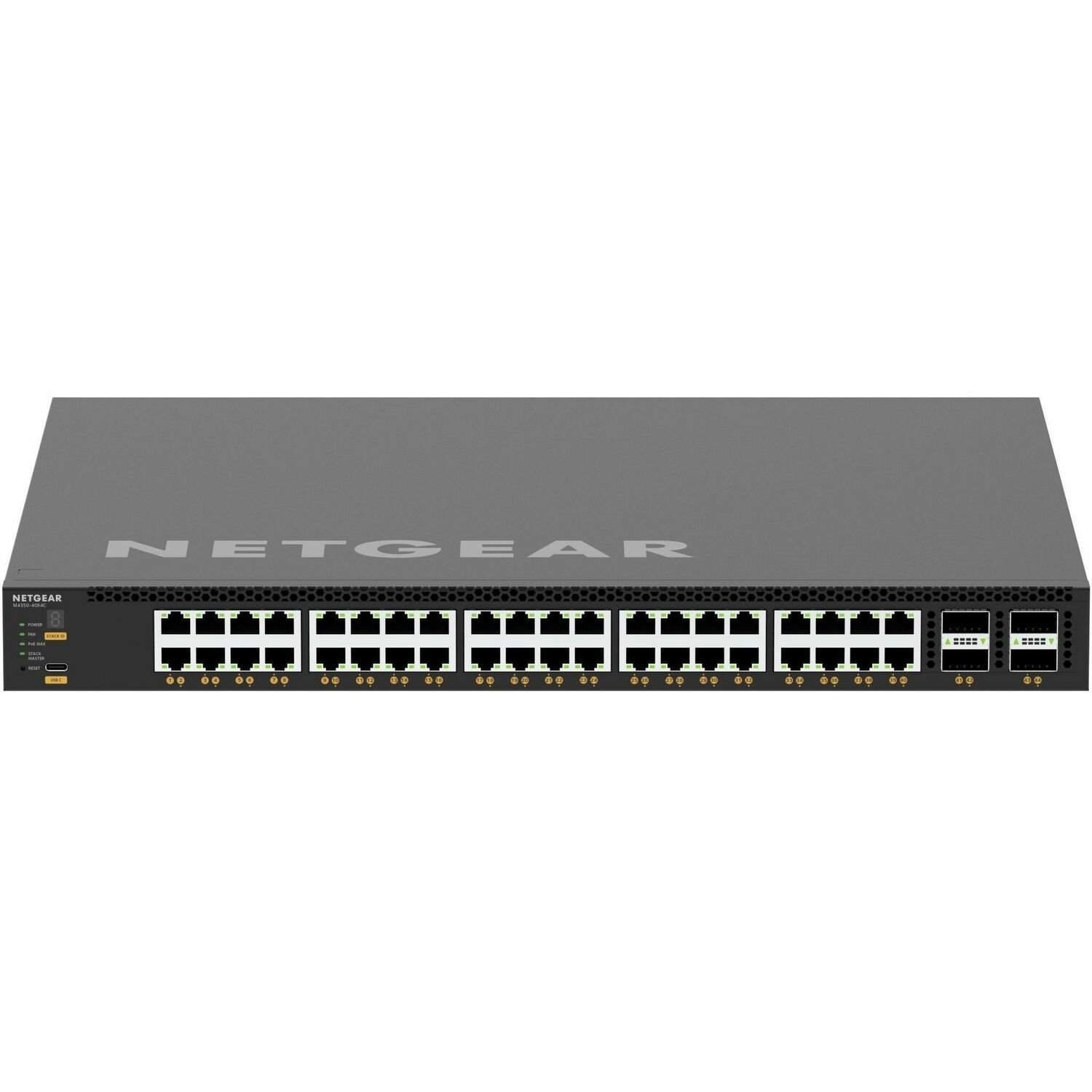 Netgear AV Line M4350 M4350-40X4C 40 Ports Manageable Ethernet Switch - 100 Gigabit Ethernet - 10GBase-T, 100GBase-X, 40GBase-X, 5GBase-T, 2.5GBase-T, 10/100/1000Base-T