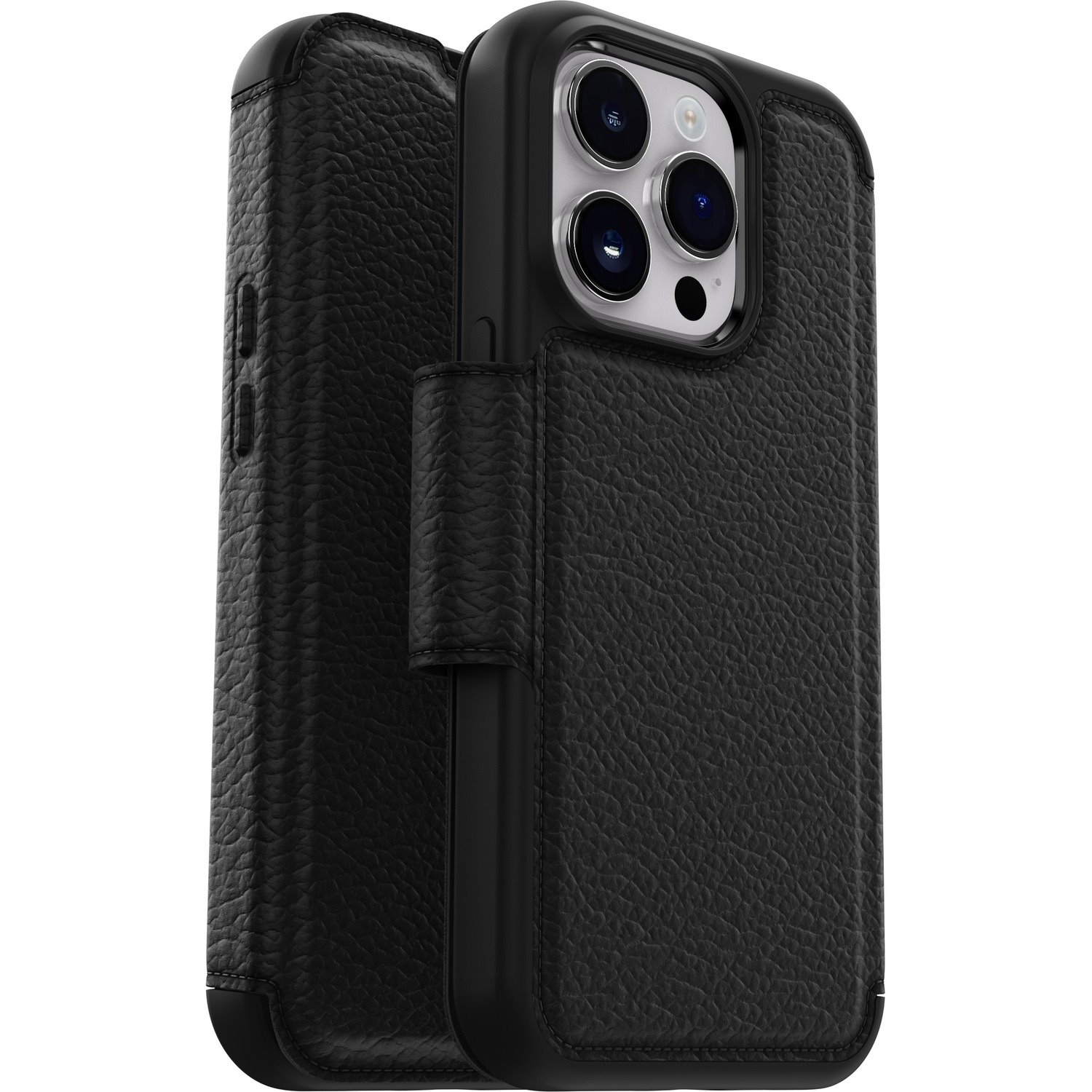 OtterBox Strada Carrying Case (Folio) Apple iPhone 14 Pro Smartphone - Shadow (Black)