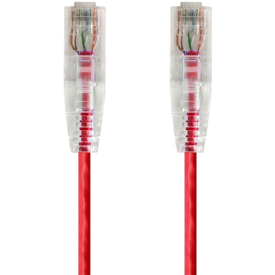Monoprice SlimRun Cat6 28AWG UTP Ethernet Network Cable, 14ft Red