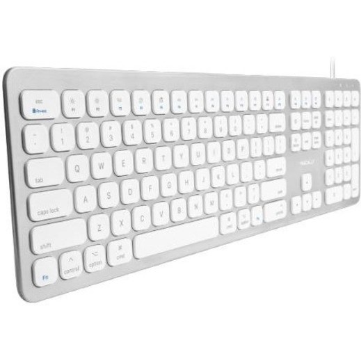 Macally Ultra Slim USB Wired Keyboard with 2 USB Ports For Mac