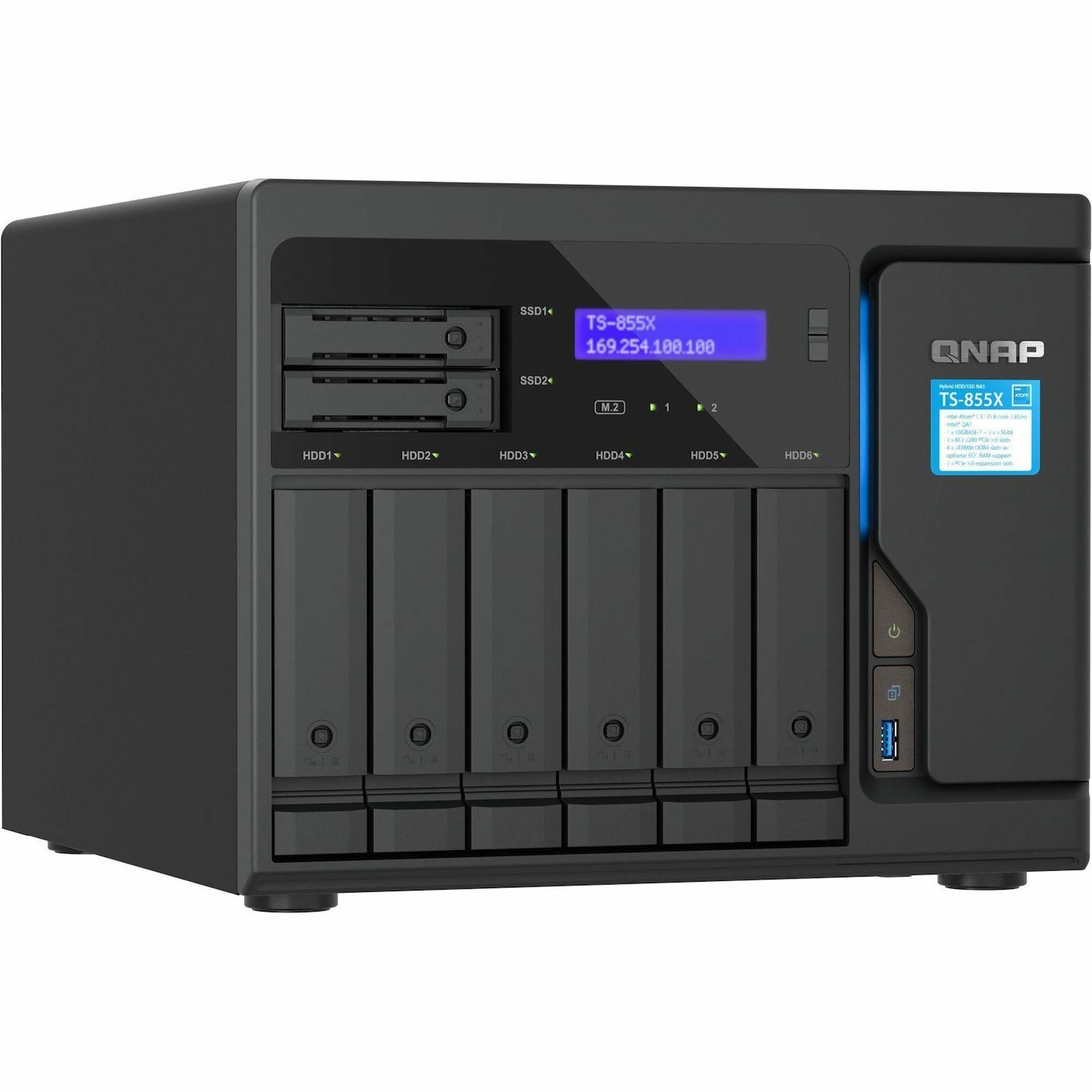 QNAP TS-855X-8G 8 x Total Bays SAN/NAS Storage System - 5 GB Flash Memory Capacity - Intel Atom C5125 Octa-core (8 Core) 2.80 GHz - 8 GB RAM - DDR4 SDRAM - 2U Rack-mountable