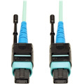 Eaton Tripp Lite Series 100G MTP/MPO Multimode OM3 Plenum-Rated Fiber Optic Cable (CXP), 24 Fiber, 100GBASE-SR10, Push/Pull Tabs, Aqua, 2 m