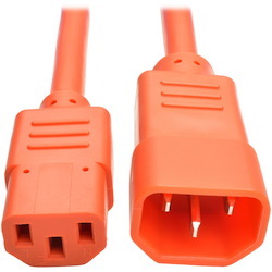Eaton Tripp Lite Series Heavy-Duty PDU Power Cord, C13 to C14 - 15A, 250V, 14 AWG, 2 ft. (0.61 m), Orange