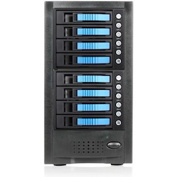 RAIDage JAGE6BT8HDBL Drive Enclosure 12Gb/s SAS, SATA/600 - Mini-SAS HD Host Interface Tower - Black, Blue