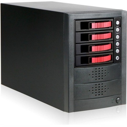 RAIDage JAGE5BT4HDRD Drive Enclosure 12Gb/s SAS, SATA/600 - Mini-SAS HD Host Interface Tower - Black, Red