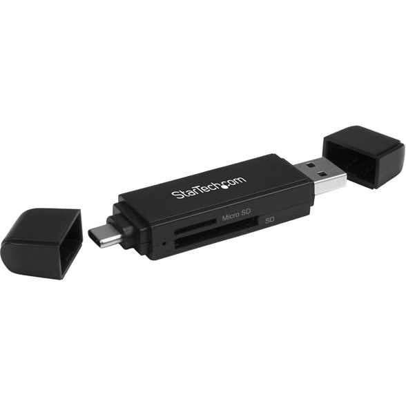 StarTech.com USB 3.0 Memory Card Reader for SD and microSD Cards - USB-C and USB-A - Portable USB SD and microSD Card Reader