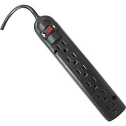 Weltron 6 Outlet Black Plastic Surge Protector w/ 6ft Cord