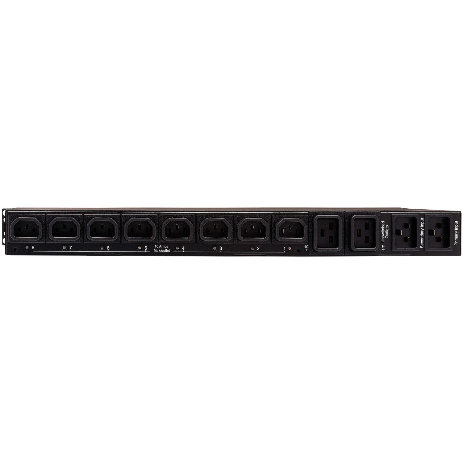 Tripp Lite by Eaton 3.8kW Single-Phase Switched Automatic Transfer Switch PDU, Two 200-240V C20 Inlets, 8 C13 & 2 C19 Outputs, 1U, TAA