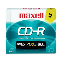 Maxell CD Recordable Media - CD-R - 48x - 700 MB - 5 Pack Slim Jewel Case