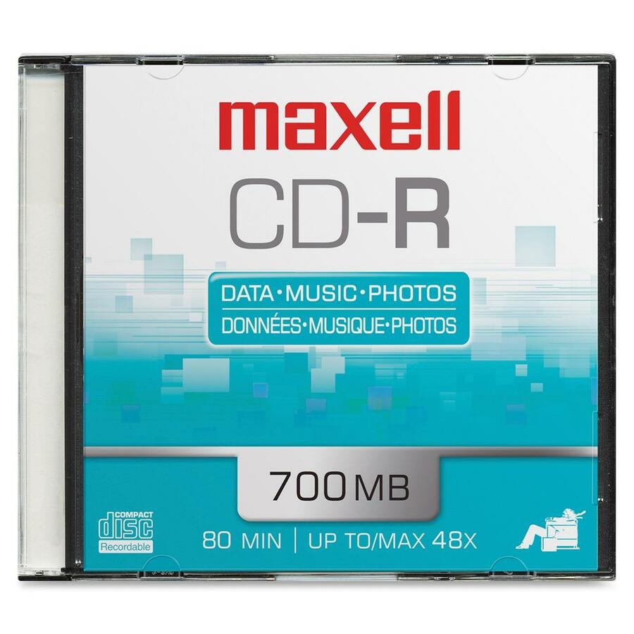 Maxell CD Recordable Media - CD-R - 48x - 700 MB - 1 Pack Slim Jewel Case