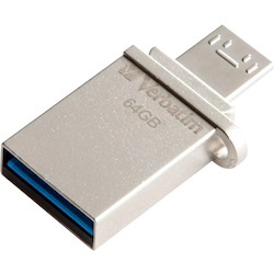 Verbatim 64 GB Micro USB 2.0, USB 3.0 Flash Drive - Silver