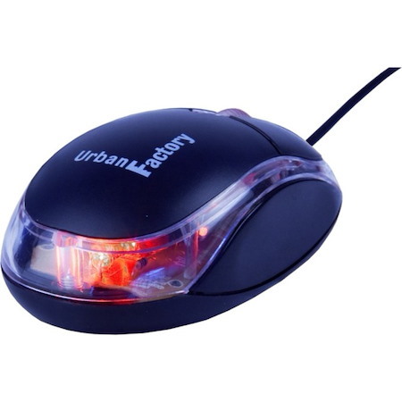 Urban Factory BDM02UF Mouse - USB - Optical - 3 Button(s) - Black, Transparent