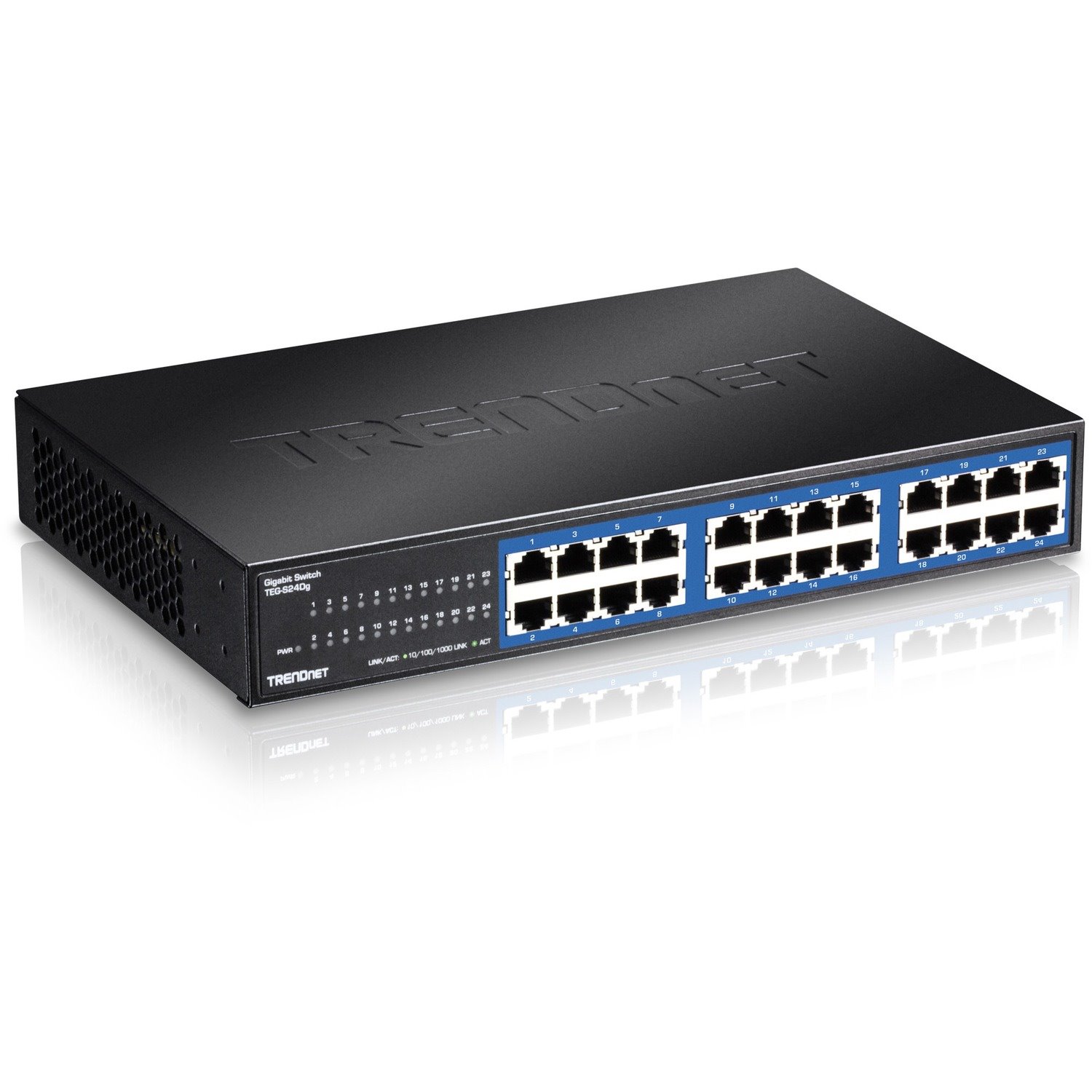 TRENDnet 24-Port Unmanaged Gigabit GREENnet Desktop Switch, Ethernet Network Switch, 24 x 10-100-1000 Gigabit Ethernet RJ-45 Ports, 48Gbps Switching Capacity, Lifetime Protection, Black, TEG-S24DG