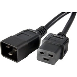 StarTech.com 3ft (1m) Power Extension Cord, IEC C19 to C20, 13A 250V, 16AWG, Black, Outlet Extension Cable for Network Equipment