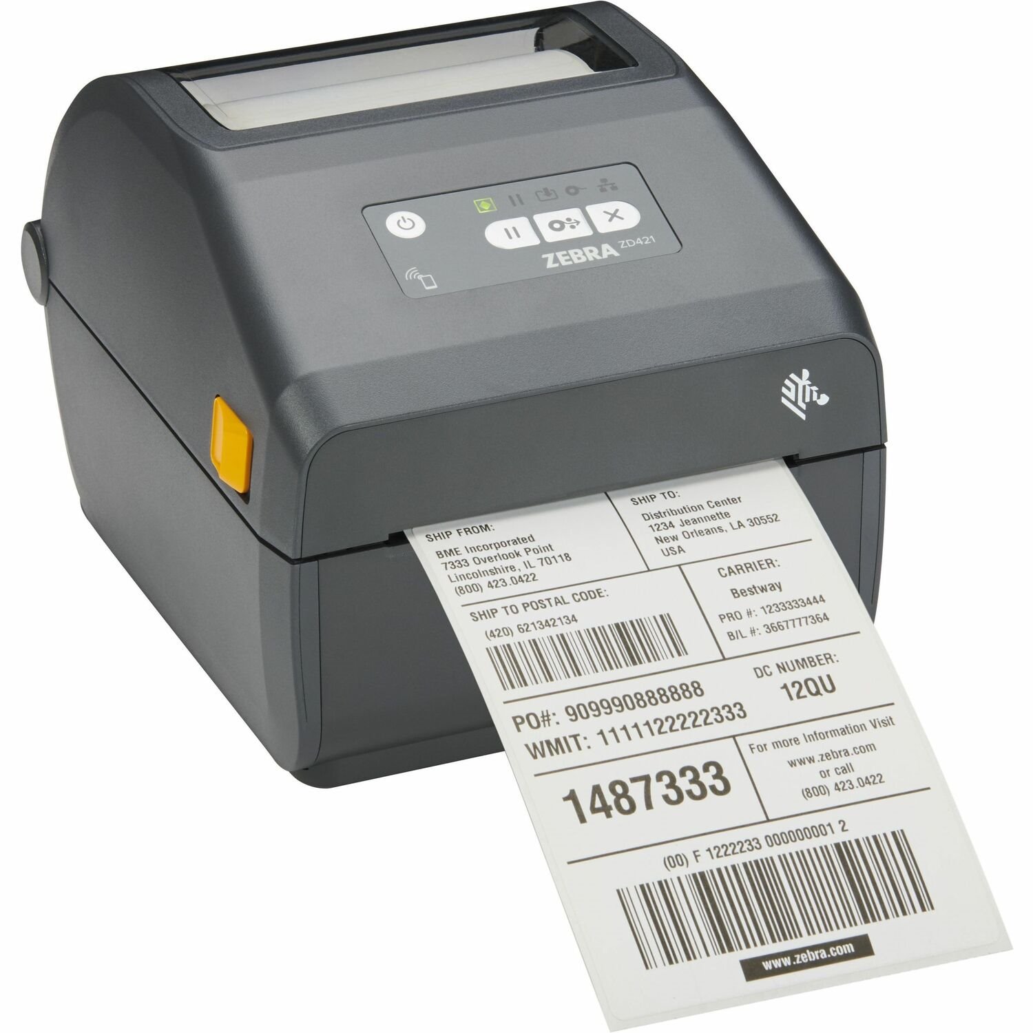 Zebra ZD421c-HC Desktop Thermal Transfer Printer - Monochrome - Label/Receipt Print - USB - USB Host - Bluetooth - Wireless LAN - Near Field Communication (NFC) - EU, UK