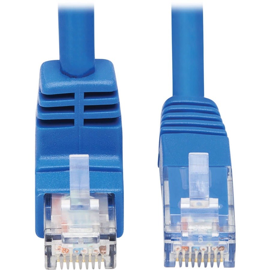 Tripp Lite by Eaton Down-Angle Cat6 Gigabit Molded UTP Ethernet Cable (RJ45 Right-Angle Down M to RJ45 M), Blue, 15 ft. (4.57 m)