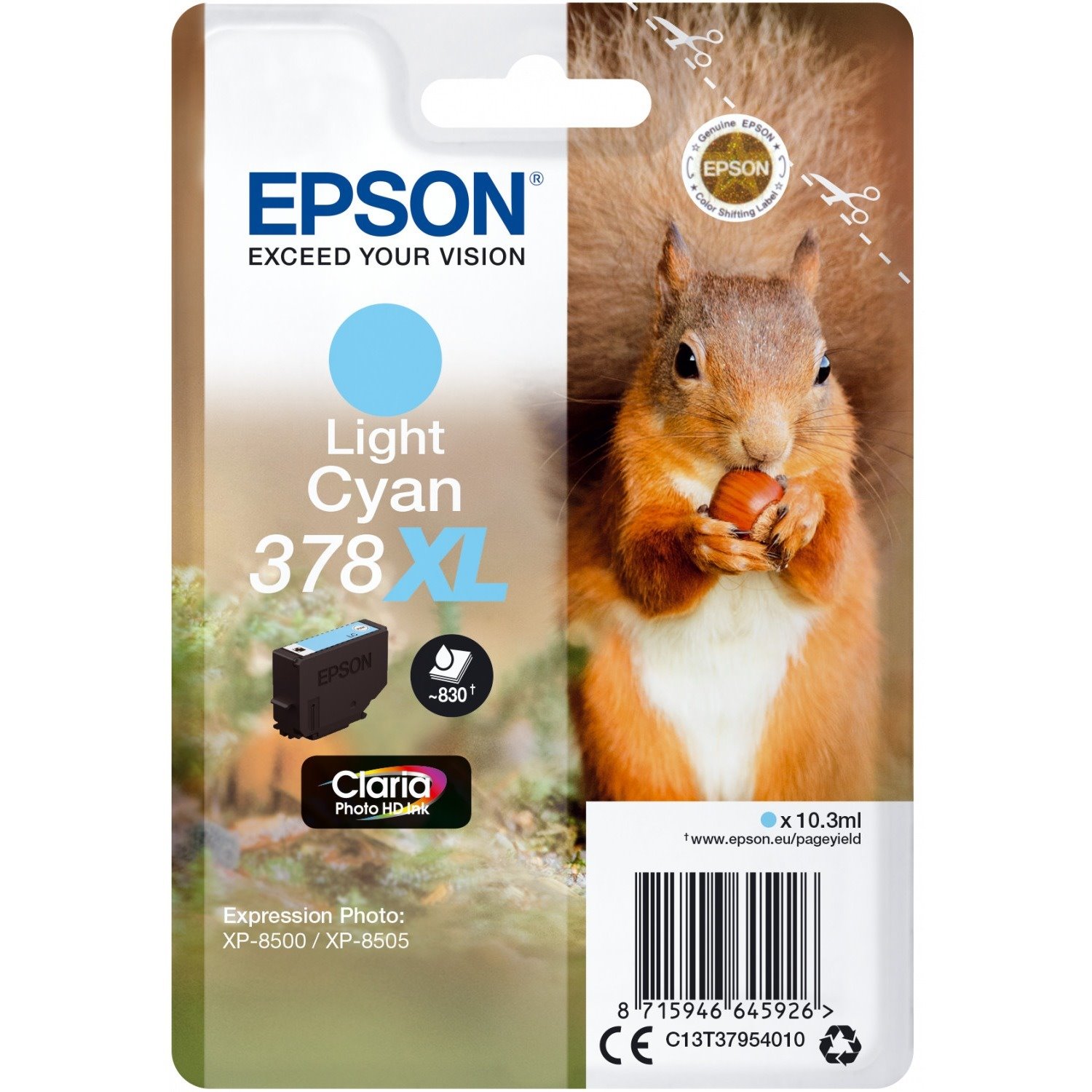 Epson Claria Photo HD 378XL Original Standard Yield Inkjet Ink Cartridge - Single Pack - Light Cyan - 1 Pack