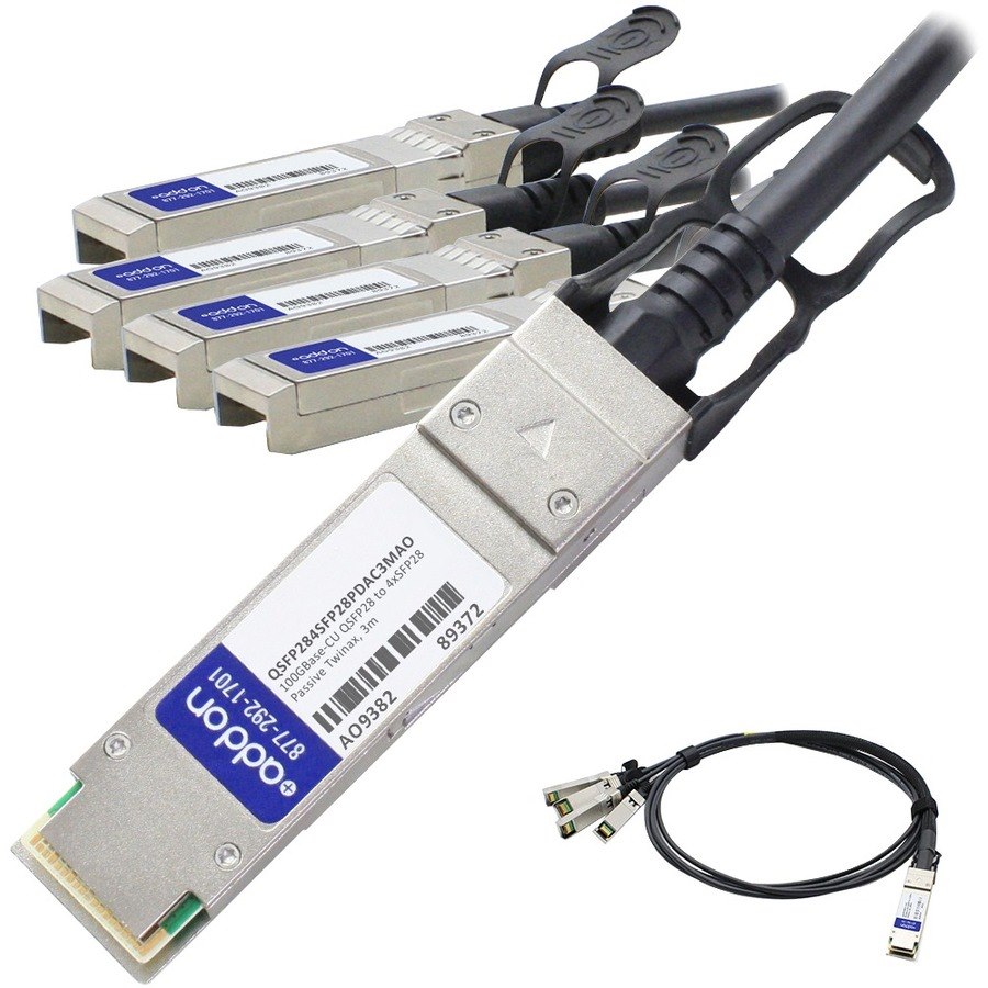 AddOn MSA and TAA Compliant 100GBase-CU QSFP28 to 4xSFP28 Direct Attach Cable (Passive Twinax, 3m)