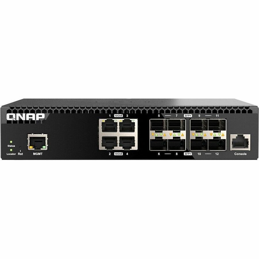QNAP QSW-M3212R-8S4T 4 Ports Manageable Ethernet Switch - 10 Gigabit Ethernet - 10GBase-T, 10GBase-X, 1000Base-X, 5GBase-T, 2.5GBase-T, 10/100/1000Base-T
