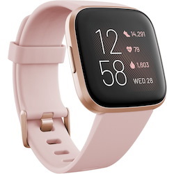 Fitbit Versa 2 Smart Watch - Petal, Copper Rose Body Color - Aluminium Body Material - Aluminium Case Material - Polyester Band Material - Wireless LAN