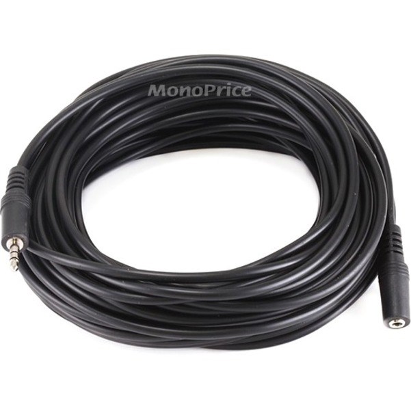 Monoprice 50ft 3.5mm Stereo Plug/Jack M/F Cable - Black