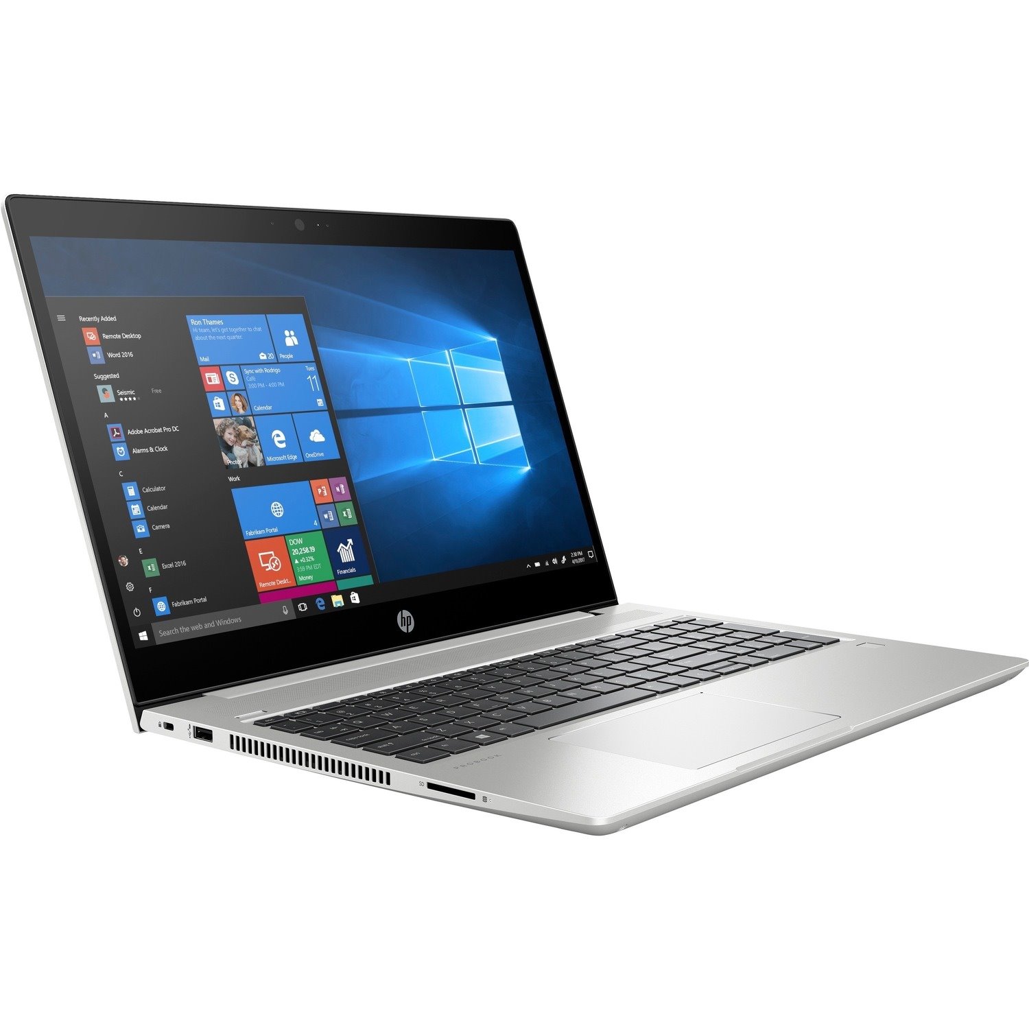 HP probook 450 G7 Laptop, Silver, Intel Core i5-10210U, 8 Gig ram, 256  GB SSD Nvme, 15.6 FHD IPS screen.