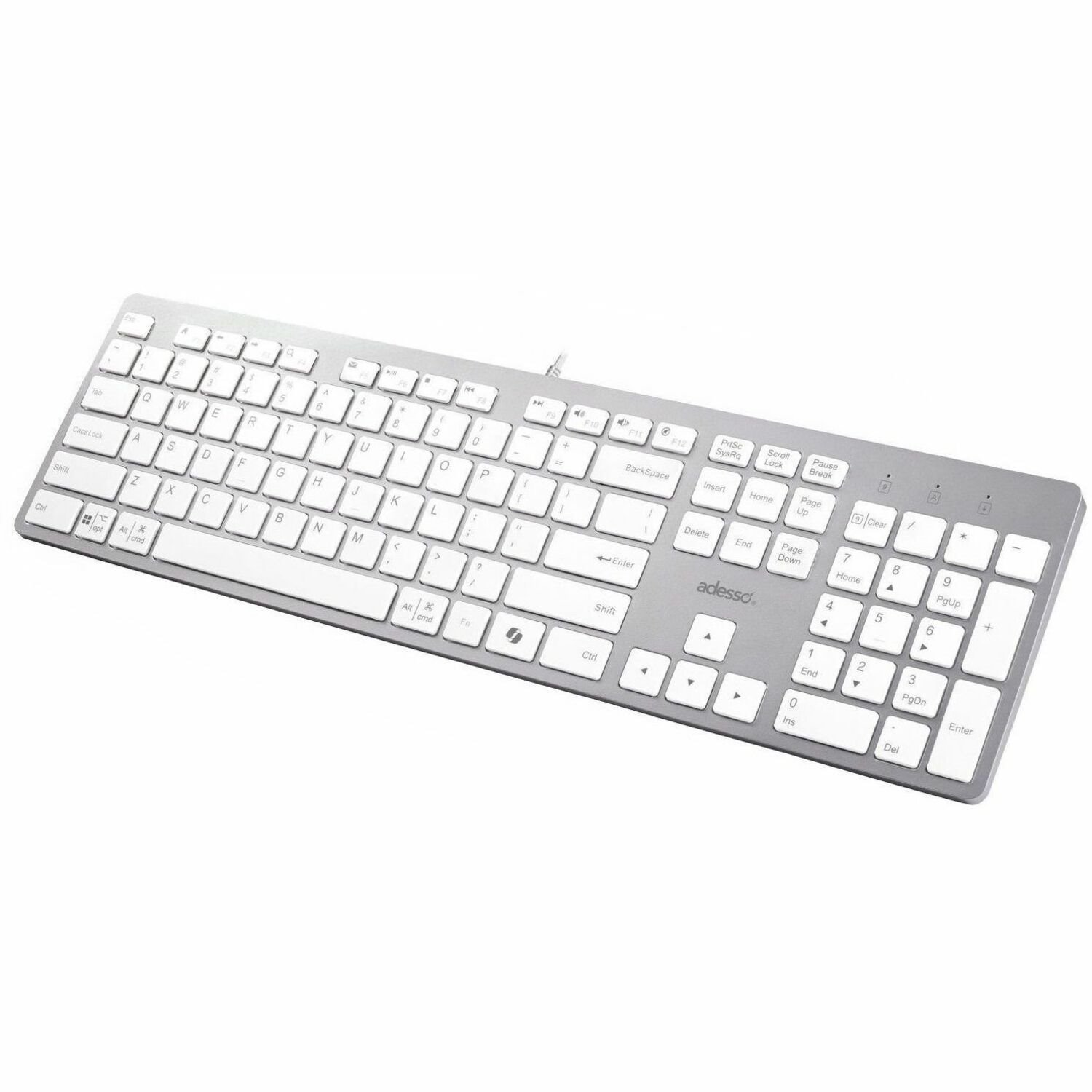 Adesso EasyTouch AKB-730UW Keyboard - Cable Connectivity - USB Type C Interface - English (UK) - White