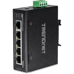 TRENDnet 5-Port Industrial Unmanaged Fast Ethernet DIN-Rail Switch, 5 x Fast Ethernet Ports, IP30, Operating Temperature Range of -40? ? 75?C (-40? ? 167?F), Lifetime Protection, Black, TI-E50