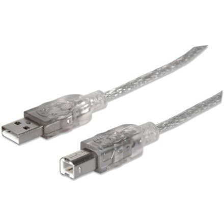 USB-A to USB-B Cable, 5m, Male to Male, Translucent Silver, 480 Mbps (USB 2.0), Equivalent to Startech USB2HAB5M (except colour), Hi-Speed USB, Lifetime Warranty, Polybag