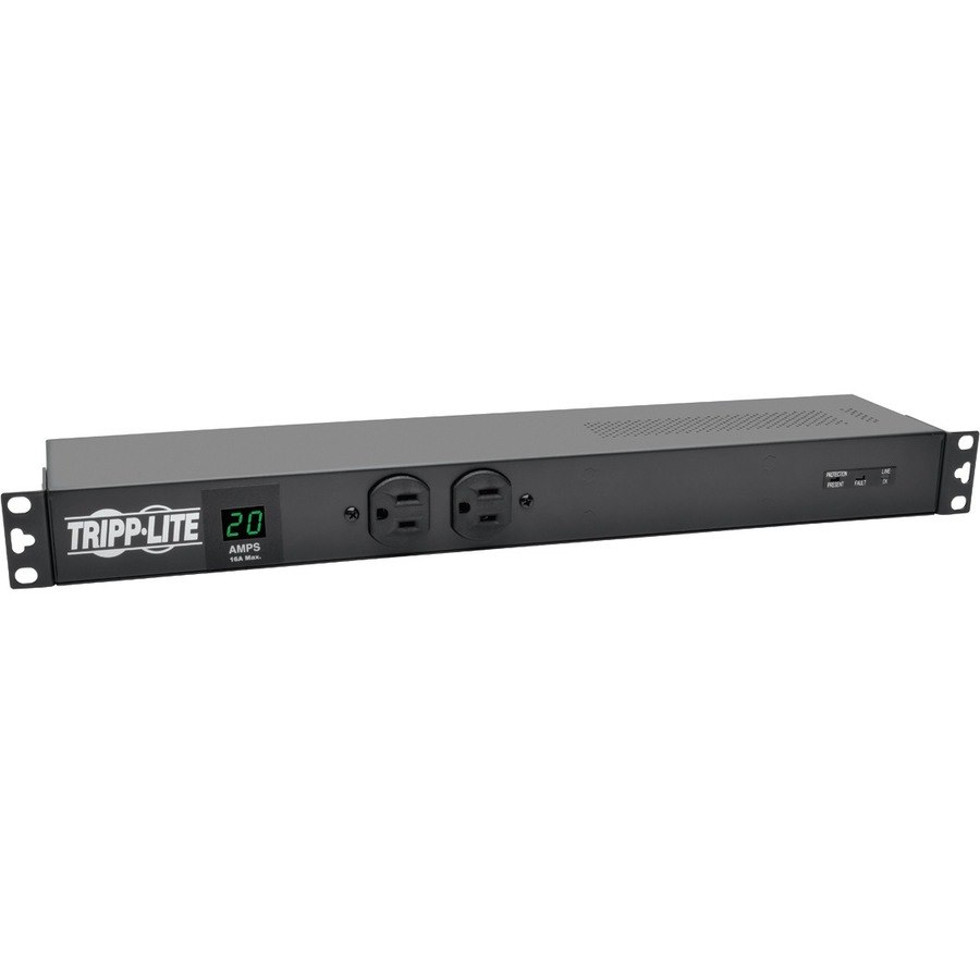 Eaton Tripp Lite Series 2kW Single-Phase Local Metered PDU + ISOBAR Surge Suppression, 3840 Joules, 100-127V Outlets (12 5-20R, 2 5-15R), L5-20P/5-20P, 15 ft. (4.57 m) Cord, 1U Rack-Mount