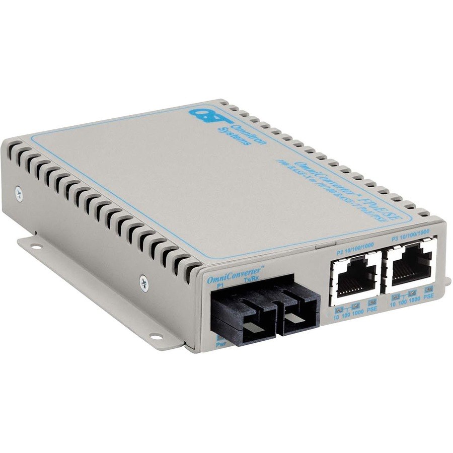 Omnitron Systems OmniConverter SE 10/100 PoE Fast Ethernet Fiber Media Converter Switch RJ45 SC Single-Mode 30km