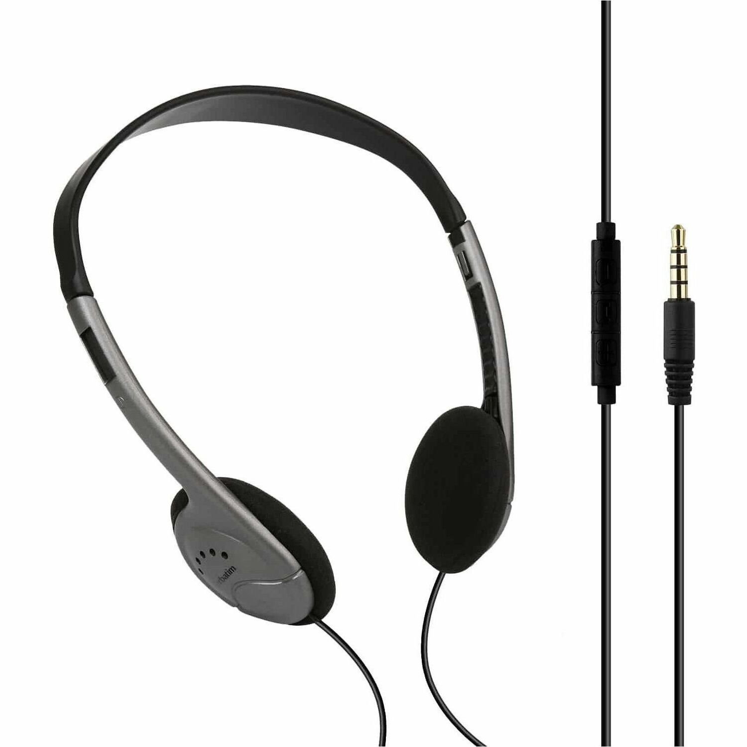 Verbatim Wired On-ear, Over-the-head Stereo Headset - Black, Grey