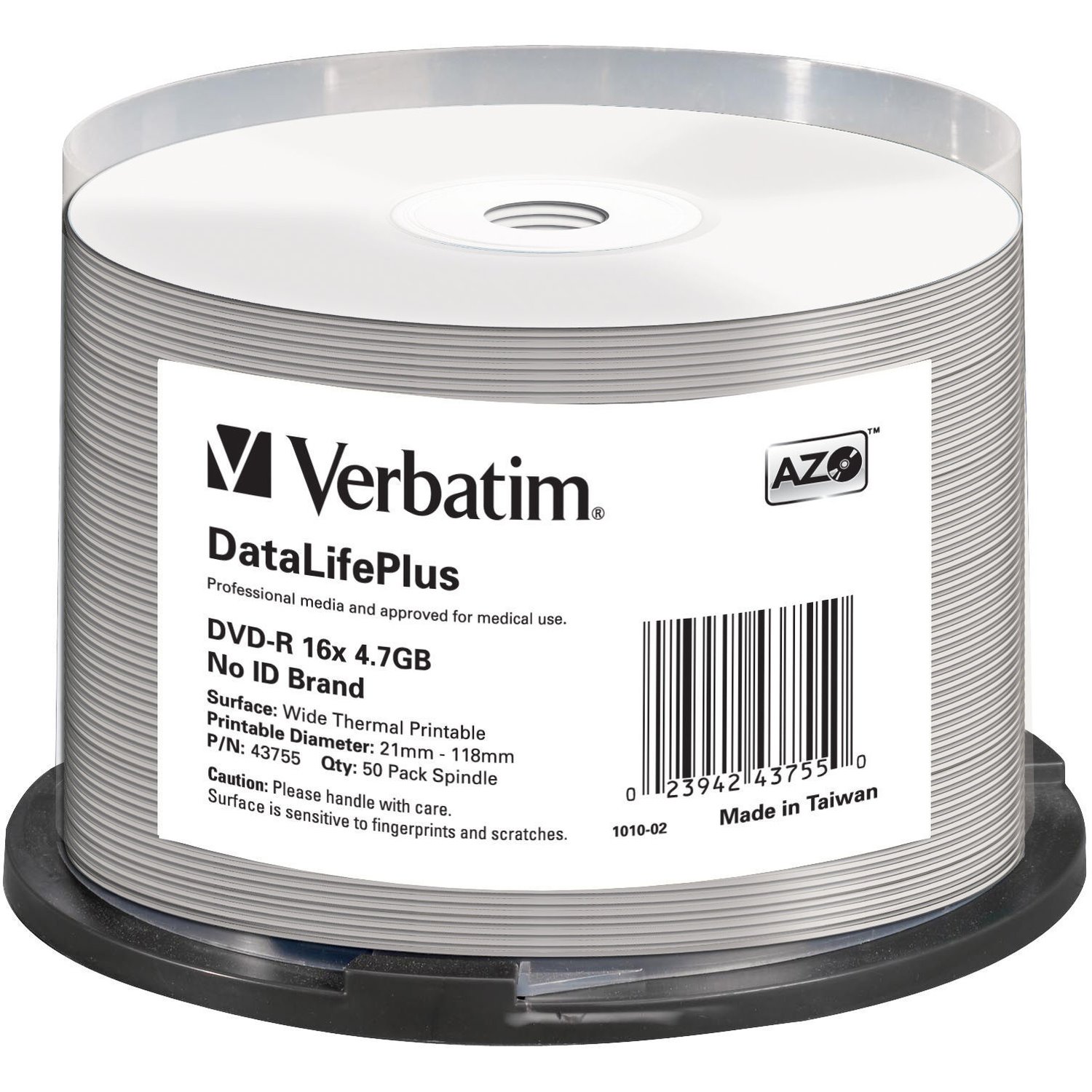 Verbatim DataLifePlus 43755 DVD Recordable Media - DVD-R - 16x - 4.70 GB - 50 Pack Spindle