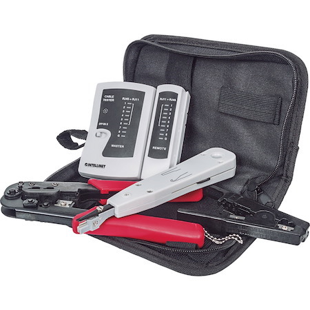 Intellinet Network Solutions 4-Piece Network Tool Kit Composed of LAN Tester, LSA Punch Down Tool, Crimping Tool and Cutter/Stripper Tool