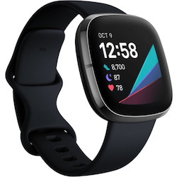 Fitbit Sense Smart Watch - Carbon, Graphite Stainless Steel Body Color - Aluminium Body Material - Aluminium Case Material - Wireless LAN