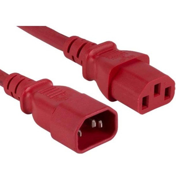 ENET C13 to C14 2ft Red Power Extension Cord / Cable 250V 18 AWG 10A NEMA IEC-320 C13 to IEC-320 C14 2'