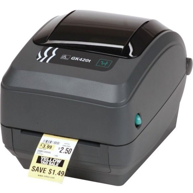 Zebra GK420t Desktop Direct Thermal/Thermal Transfer Printer - Monochrome - Label Print - USB - Serial - Parallel