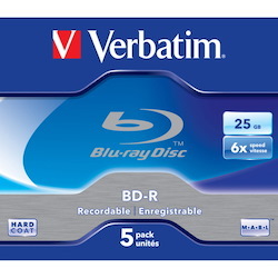 Verbatim 43715 Blu-ray Recordable Media - BD-R - 6x - 25 GB - 5 Pack Jewel Case