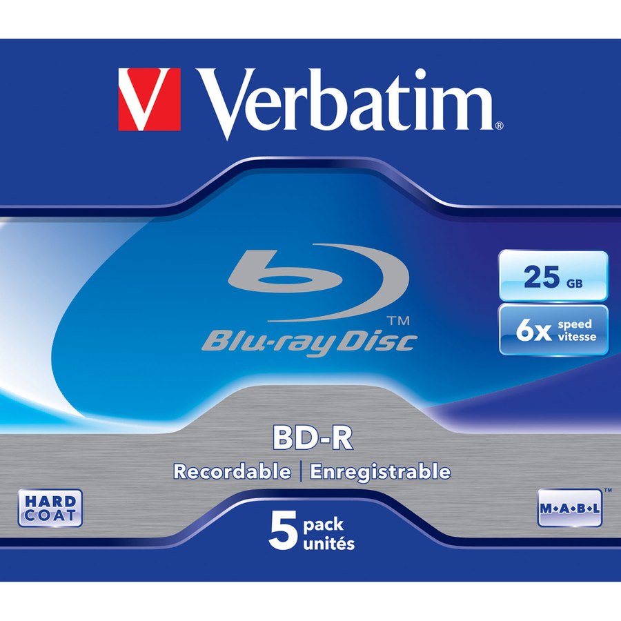 Verbatim 43715 Blu-ray Recordable Media - BD-R - 6x - 25 GB - 5 Pack Jewel Case