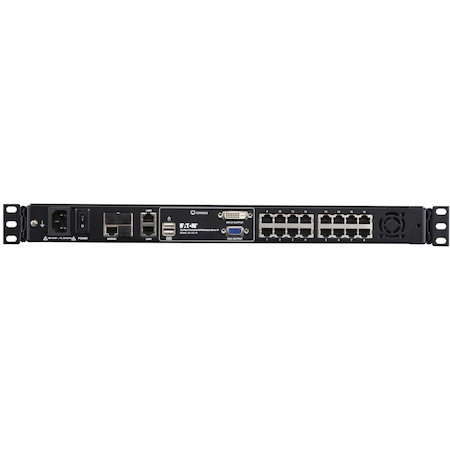 Eaton 16-Port Cat5 KVM over IP Switch - Virtual Media, 19 in. LCD, 1 Remote/1 Local User, 1U Rack-Mount, TAA