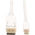 Eaton Tripp Lite Series Mini DisplayPort to DisplayPort Adapter Cable, 4K 60Hz (M/M), DP Latching Connector, White, 3 ft. (0.9 m)
