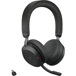Jabra Evolve2 75 Wireless On-ear Stereo Headset - USB-C - For MS Teams - Black - Binaural - Ear-cup - 3000 cm - Bluetooth - 20 Hz to 20 kHz - MEMS Technology Microphone - Noise Cancelling